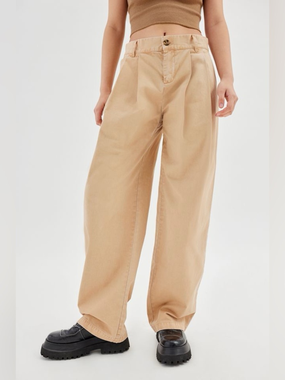 NWT BDG Urban Outfitters Logan High Rise Pleated Wide Leg Chino Pant Sz S